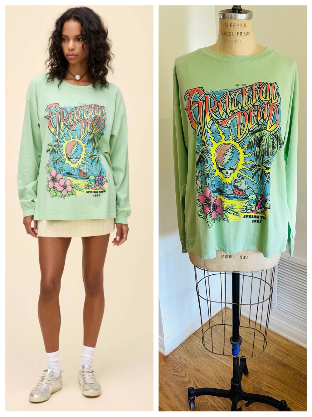 DAYDREAMER Grateful Dead Spring Tour 1987 Long Sleeve Tee, S, NWT